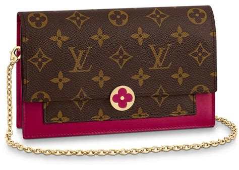 LOUIS VUITTON Monogram Flore Chain Wallet Fuchsia